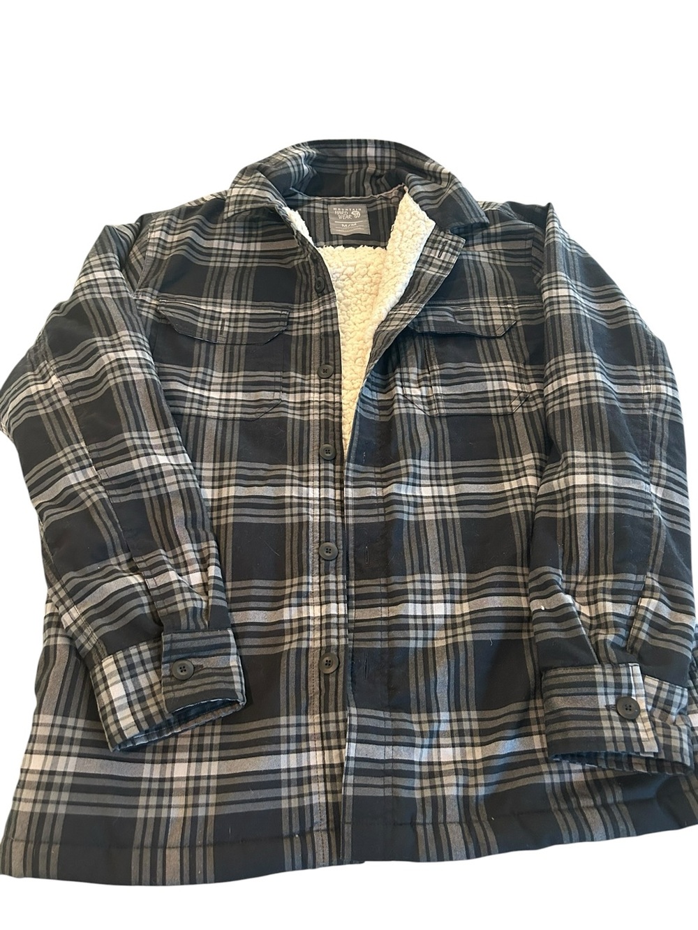 Mountain hardwear Plaid Sherpa-Lined Flannel Jacket - Black & Gray size medium